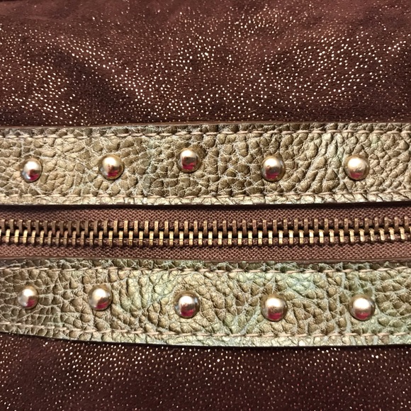 Brown and Gold Women's Bag - Picture 5 of 7